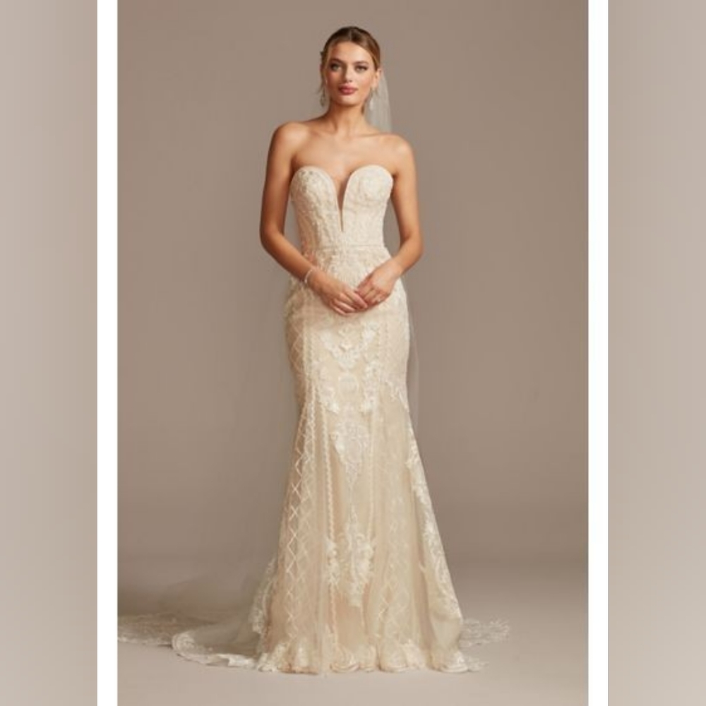 Oleg Cassini Mermaid Wedding Dress STYLE# CWG878 - Ivory